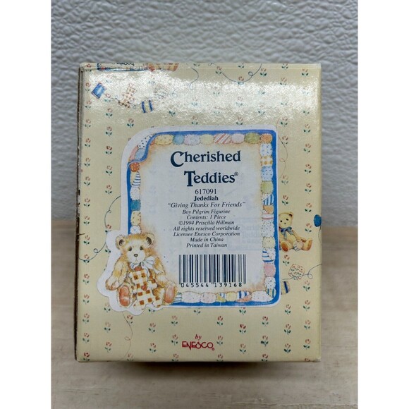 Vtg 1994 Enesco Cherished Teddies Jedediah Giving Thanks For Friends Figurine - Picture 8 of 13